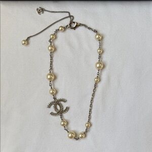 CHANEL Pearl and Silver-Tone Necklace